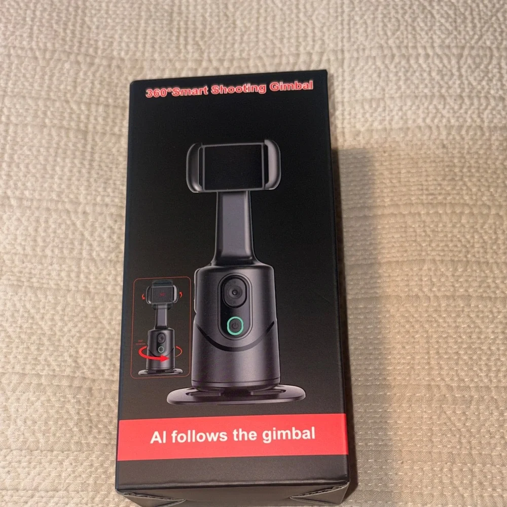Q12 360 Smart Shooting Gimbal Al Face Tracking Phone Holder Black Auto Rotation.